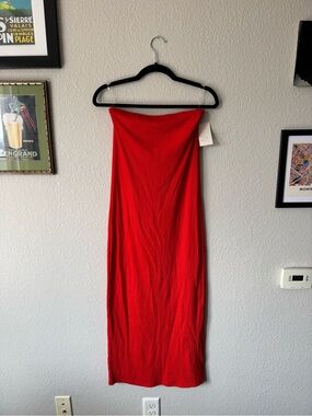 Red Strapless Maxi Dress